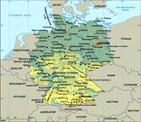 Германия. Столица – Берлин. Население – 82,40 млн. человек (по оценке на июль 2003). Городское население – 87%, сельское – 13%. Плотность населения – 230 человек на 1 кв. км. Площадь – 357 021 кв. км. Самая высокая точка: гора Цугшпитце (2962 м). Государственный язык: немецкий. Наиболее распространенные религии: протестантизм, католицизм. Административно-территориальное деление: 16 федеральных земель (Бавария, Баден-Вюртемберг, Берлин, Бранденбург, Бремен, Гамбург, Гессен, Мекленбург-Передняя Померания, Нижняя Саксония, Рейнланд-Пфальц, Саар, Саксония, Саксония-Анхальт, Северный Рейн-Вестфалия, Тюрингия, Шлезвиг-Гольштейн). Денежная единица: евро. Национальный праздник: День германского единства – 3 октября. Государственный гимн: «Песнь о Германии» (третья строфа).