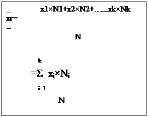 : _               1&amp;times;N1+x2&amp;times;N2+...xk&amp;times;Nk                                     &amp;#13;&amp;#10;=                                                                             =     &amp;#13;&amp;#10;                                  N    &amp;#13;&amp;#10;&amp;#13;&amp;#10;     k&amp;#13;&amp;#10;=&amp;#931;  xi&amp;times;Ni&amp;#13;&amp;#10;     i=1&amp;#13;&amp;#10;           N&amp;#13;&amp;#10;                                                                                                                                                             &amp;#13;&amp;#10;&amp;#13;&amp;#10;