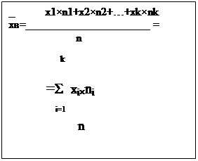 : _           1&amp;times;n1+x2&amp;times;n2++xk&amp;times;nk&amp;#13;&amp;#10;=______________________ =&amp;#13;&amp;#10;                        n&amp;#13;&amp;#10;&amp;#13;&amp;#10;     k&amp;#13;&amp;#10; =&amp;#931;  xi&amp;times;ni&amp;#13;&amp;#10;      i=1&amp;#13;&amp;#10;          n&amp;#13;&amp;#10;&amp;#13;&amp;#10;&amp;#13;&amp;#10;